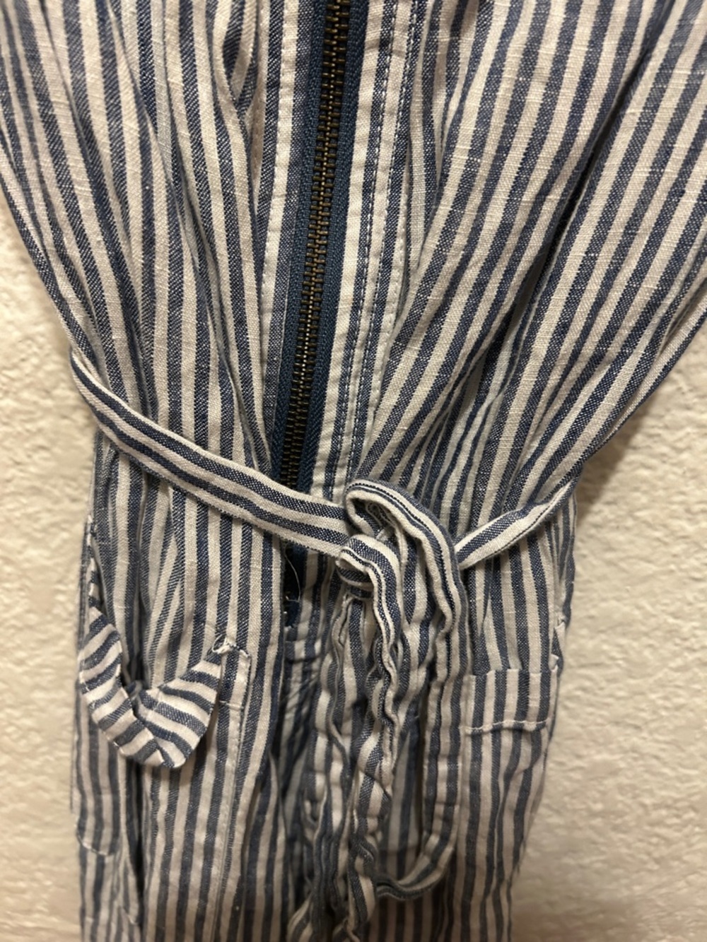 Cartonnier Blue and White Striped Cotton Jumpsuit - Picture 4 of 7